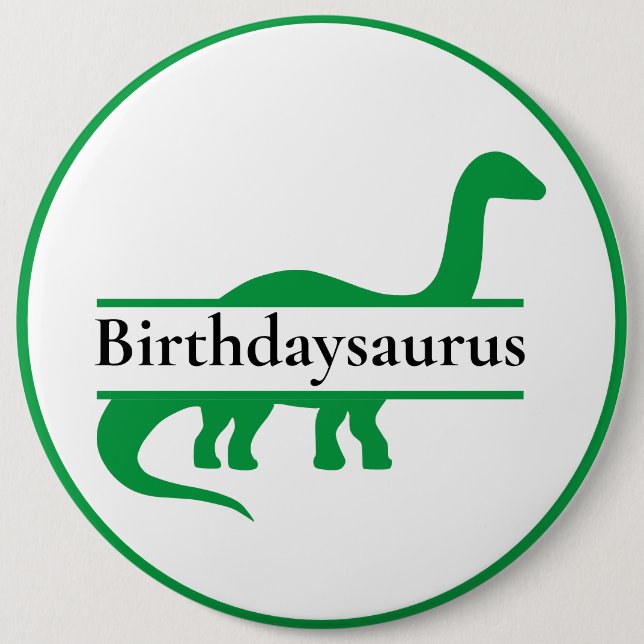 botón de cumpleaños de Dinosaurio Verde (Anverso)
