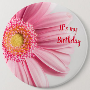 botón de cumpleaños de girasol rosado