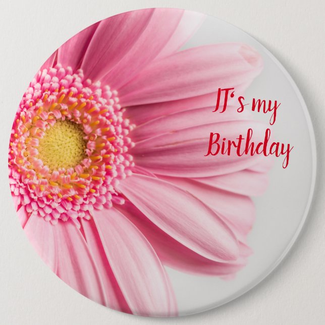 botón de cumpleaños de girasol rosado (Anverso)