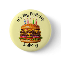 Botón de cumpleaños de hamburguesa personalizada