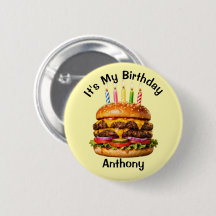 Botón de cumpleaños de hamburguesa personalizada