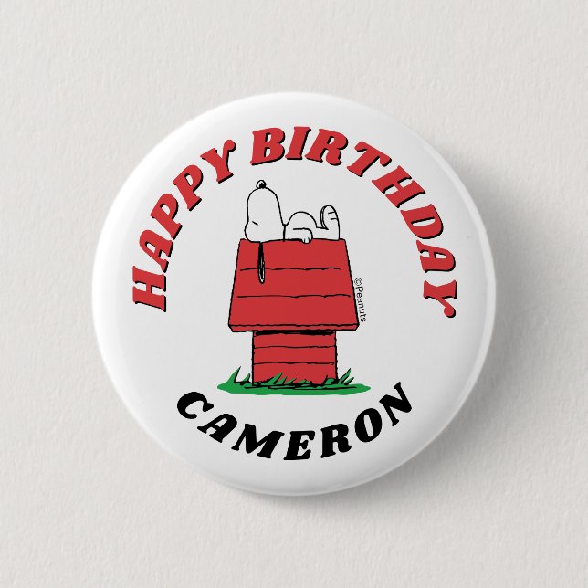 Botón de cumpleaños de la casa de perro de Snoopy  (Anverso)