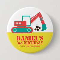 botón de cumpleaños de los niños de la excavadora