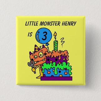 botón de cumpleaños de pequeño monstruo personaliz