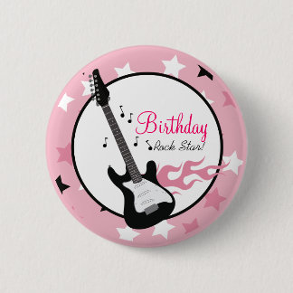 BOTÓN DE CUMPLEAÑOS DE ROCK STAR PINK - PERSONALIZ