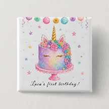 Botón de cumpleaños de unicornio