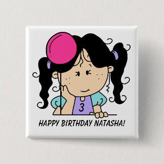 botón de cumpleaños del Chica del personalizado Bl
