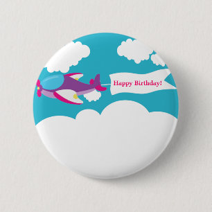 botón de cumpleaños del pequeño Chica del avió