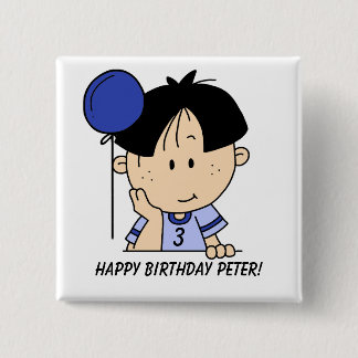 botón de cumpleaños del personalizado Black Haired