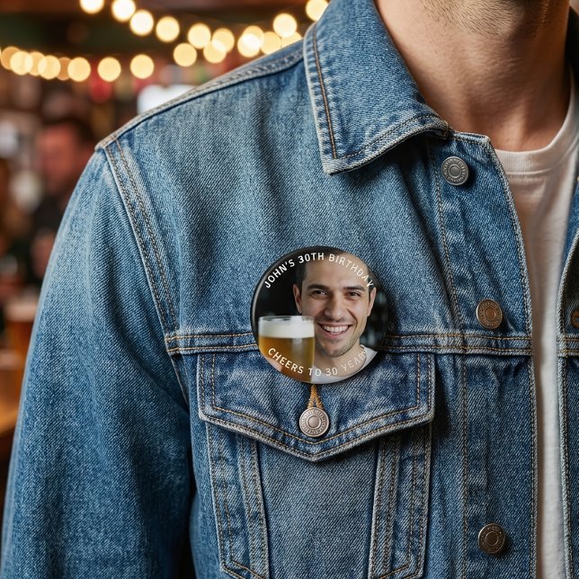 Botón de Cumpleaños Personalizado con Foto para 30 (Subido por el creador)