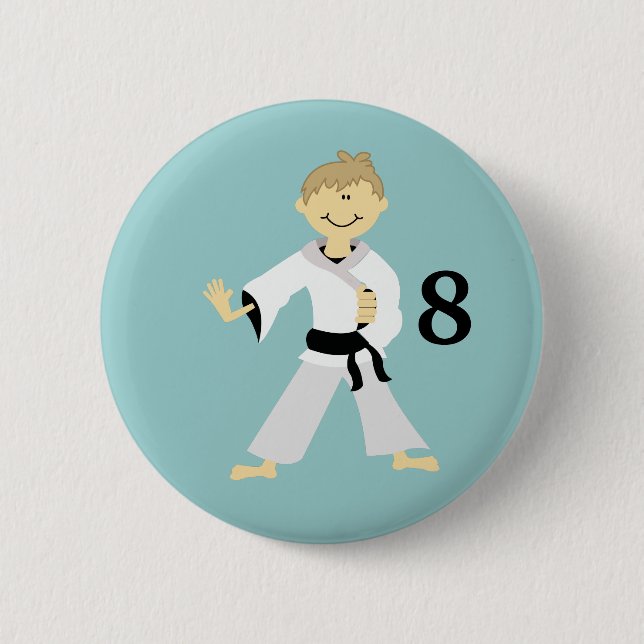 botón de cumpleaños personalizado de KARATE BOY (Anverso)