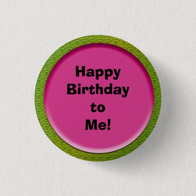 Botón de cumpleaños rosa y verde lindo (Anverso)