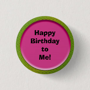 Botón de cumpleaños rosa y verde lindo