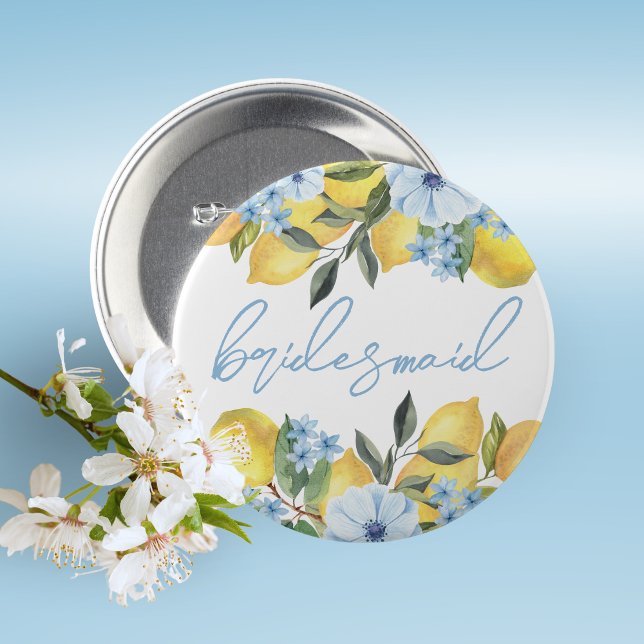 Botón de Dama de Honor de Despedida de Soltera de  (Lemon Bridal Shower Pin on Buttons for Your Special Guests of Honor Such as Grandma's, Mom's & More)