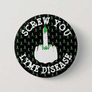 Botón de dedo medio de Screw You Lyme Disease
