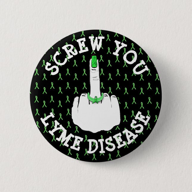 Botón de dedo medio de Screw You Lyme Disease (Anverso)