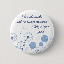 botón de deseo de diente de león azul para invitac