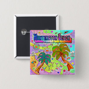 Botón de destino de vacaciones de Huntington Beach