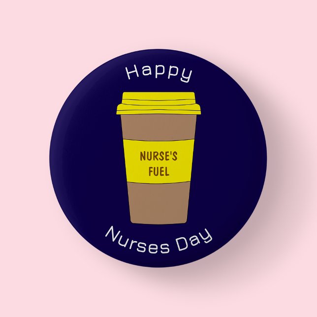 Botón de día de enfermeras de azul marino moderno  (Nurse's Day Badge)