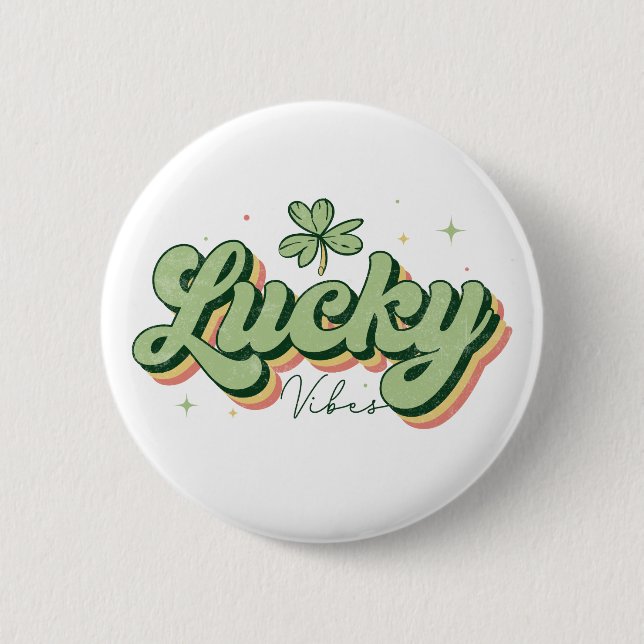 botón de Día de San Patricio de Lucky Vibes (Anverso)