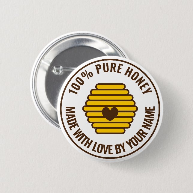 Botón de dibujo de panal de abeja para apicultor (Anverso y reverso)