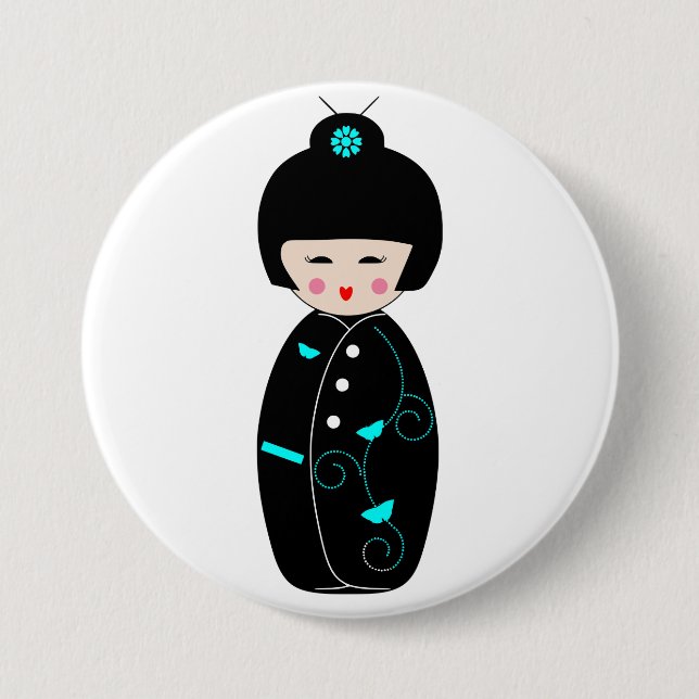 Botón de dibujos animados de geisha (Anverso)