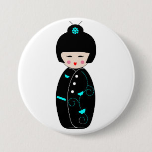 Botón de dibujos animados de geisha