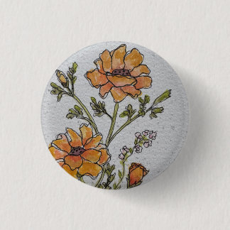 Botón de diseño de flor acuarela amarilla