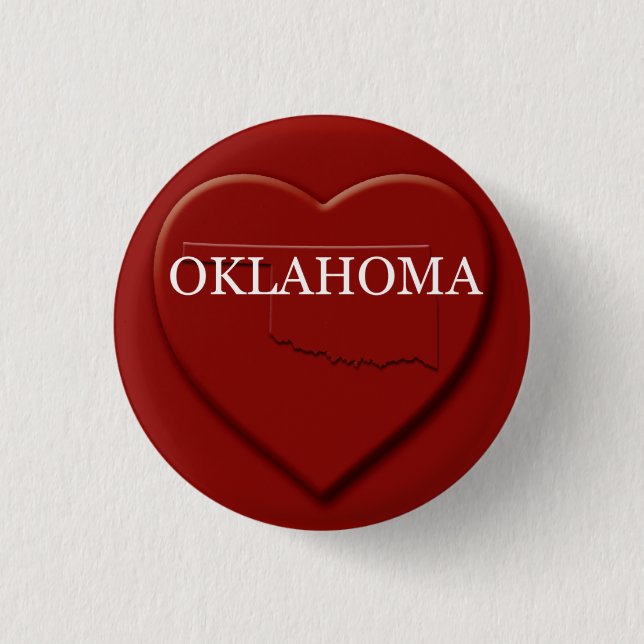 Botón de diseño de mapa del corazón de Oklahoma (Anverso)