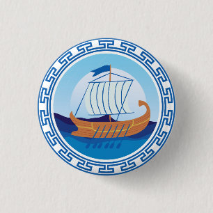 Botón de diseño del barco griego antiguo