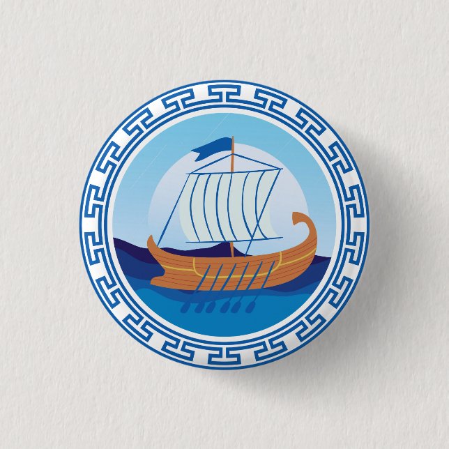 Botón de diseño del barco griego antiguo (Anverso)