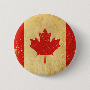 Botón de diseño vintage de la bandera de Canadá
