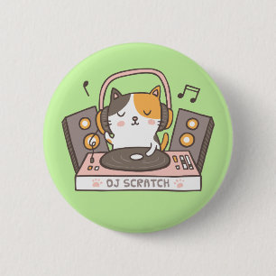 Botón de DJ Rascador de Gatito Adorable