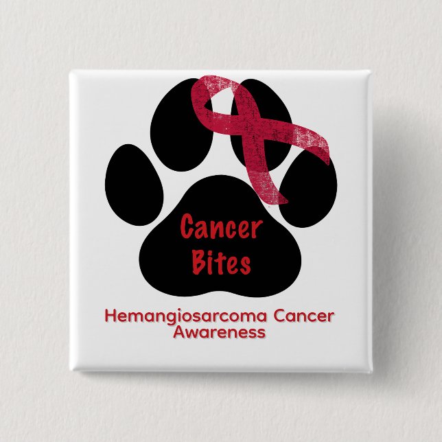 Botón de Dow Paw de Conciencia sobre Hemangiosarco (Anverso)