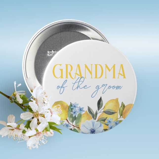 Botón de ducha de novia del limón de Groom (Lemon Bridal Shower Pin on Buttons for Your Special Guests of Honor Such as Grandma's, Mom's & More)