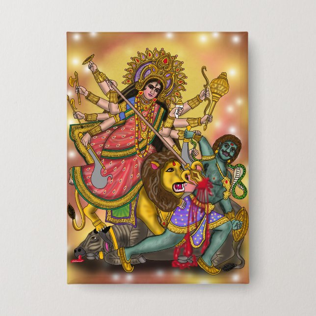 Botón de Durga matando a Mahishasura (Anverso)