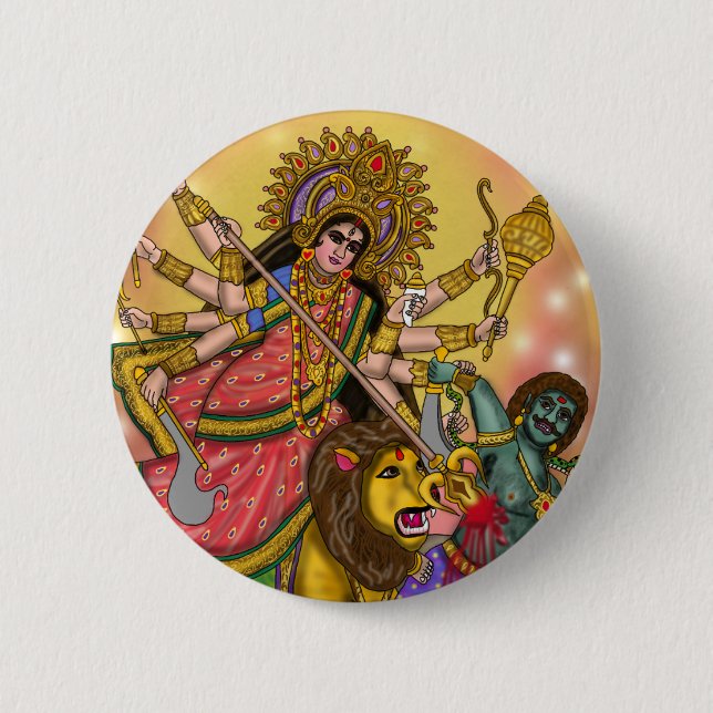 Botón de Durga matando a Mahishasura (Anverso)