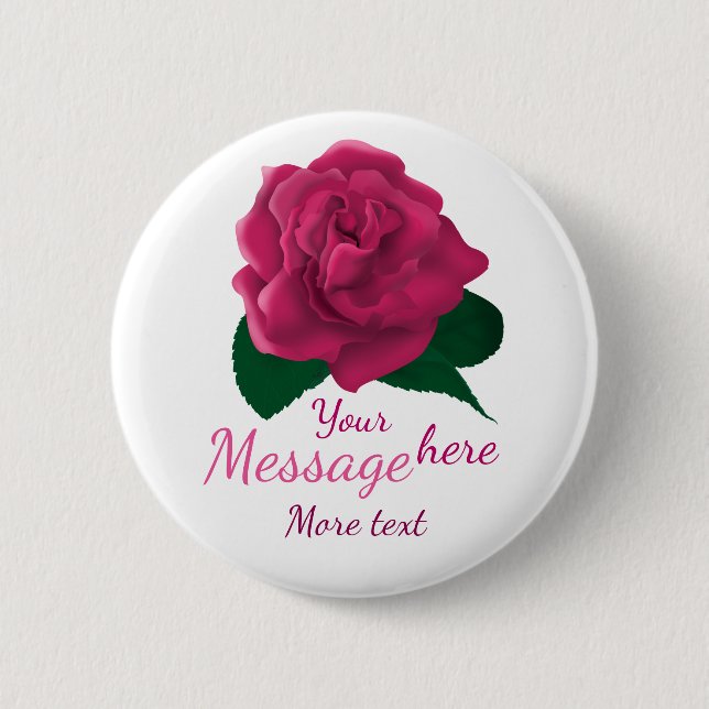 Botón de encargo rosado del texto de la flor (Anverso)
