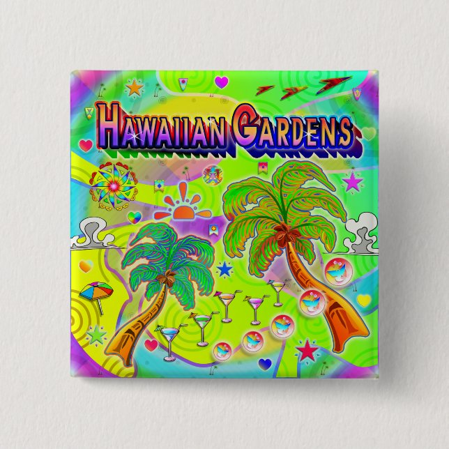 Botón de enfoque mental de jardines hawaianos (Anverso)