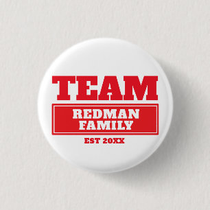 Botón de equipo o familia personalizada roja del e