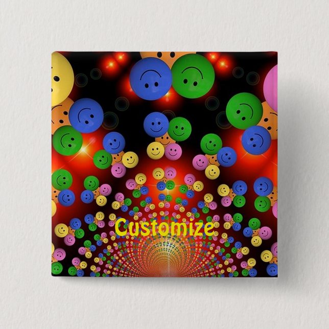 Botón de espiral de la cara feliz colorida (Anverso)