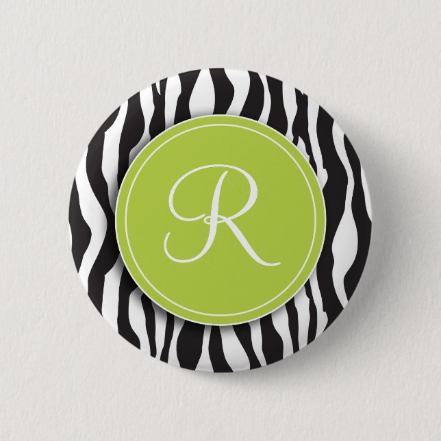Botón de estampado de zebra verde femenino del (Anverso)