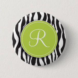 Botón de estampado de zebra verde femenino del