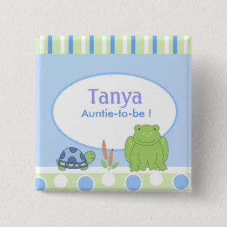 botón de etiqueta de nombre Baby Shower de rana y