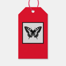 BOTÓN DE etiqueta de regalo NEGRO Y ROJO