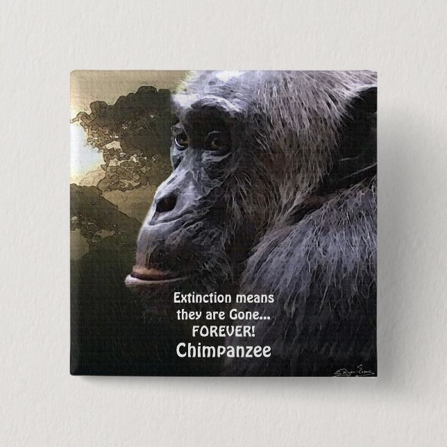 botón de extinción de vida silvestre CHIMPANZEE II (Anverso)