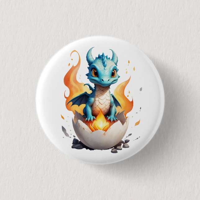 Botón de fantasía de dragón adorable que sale del  (Anverso)