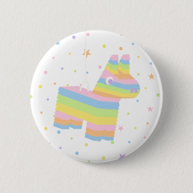 Botón de Favor de Fiesta Piñata Blanco (Anverso)