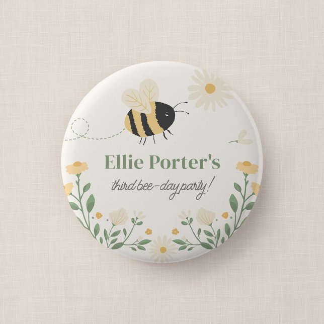 Botón de Favor para Invitados de Fiesta de Cumplea (Wildflower Flight - Party Favor Button Badge)