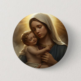 Botón de fe cristiana | Madre María y Jesús